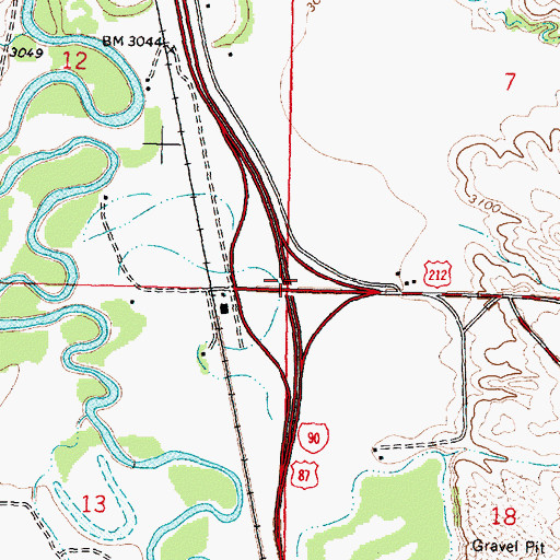 Topographic Map of Interchange 510, MT