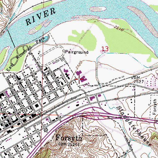 Topographic Map of Forsyth Elementary School, MT