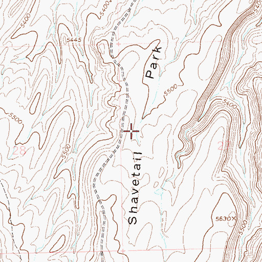 Topographic Map of Shavetail Park, CO