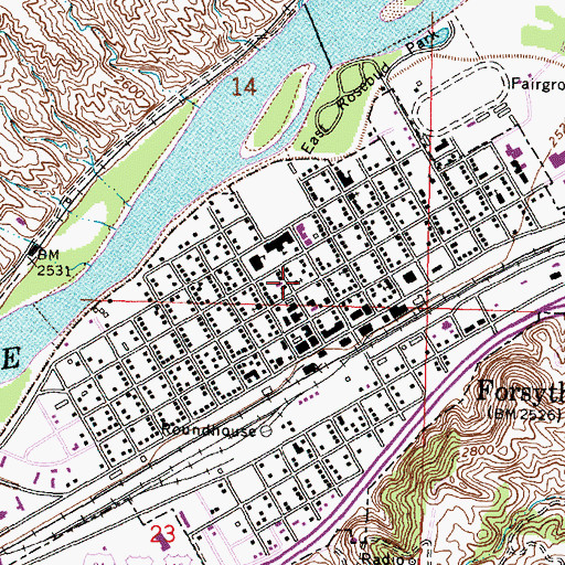 Topographic Map of Concordia Lutheran Church, MT