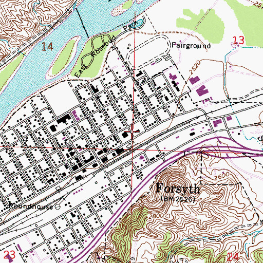 Topographic Map of Rosebud County Pioneer Museum, MT