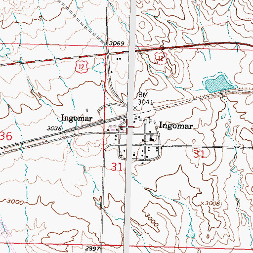 Topographic Map of Ingomar (historical), MT