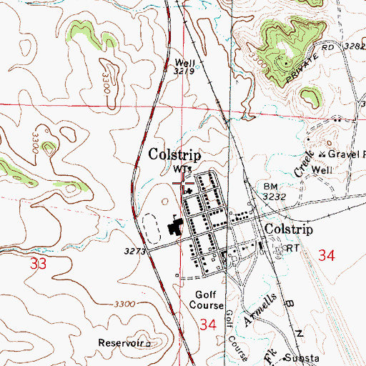 Topographic Map of Mount Calvary Lutheran Church, MT