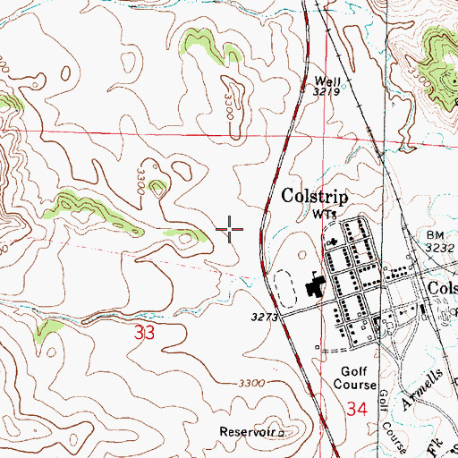 Topographic Map of Colstrip Medical Center, MT