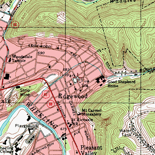 Topographic Map of Edgewood Park, WV