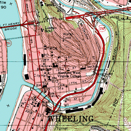 Topographic Map of First Church of Christ Scientist, WV