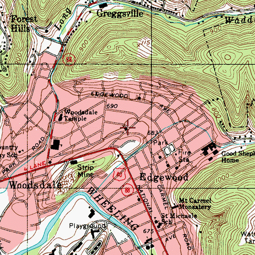 Topographic Map of Saint Johns Episcopal Church, WV