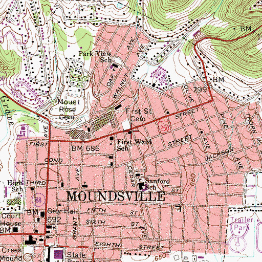 Topographic Map of Calvary United Methodist Church, WV