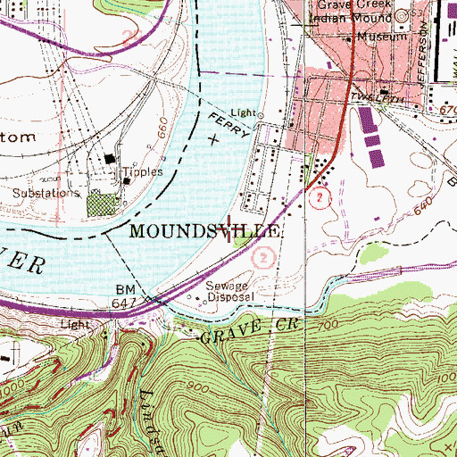 Topographic Map of Riverside Park, WV