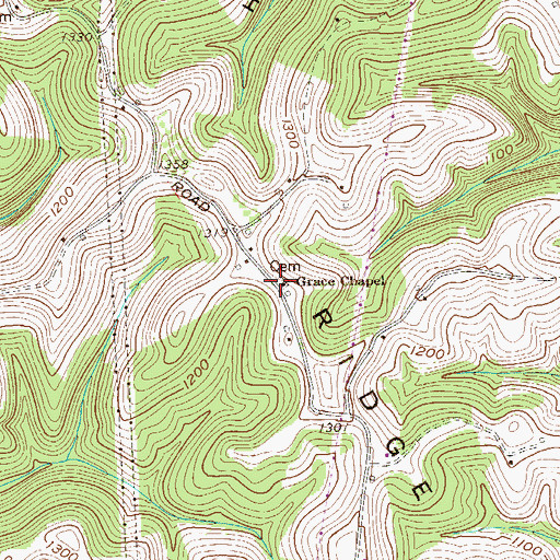 Topographic Map of Grace Chapel Cemetery, WV