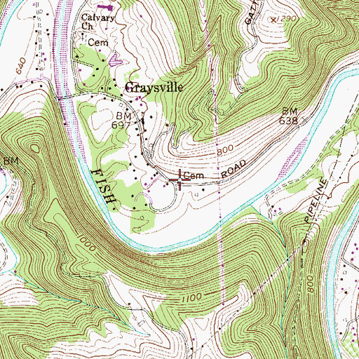 Topographic Map of Graysville Cemetery, WV