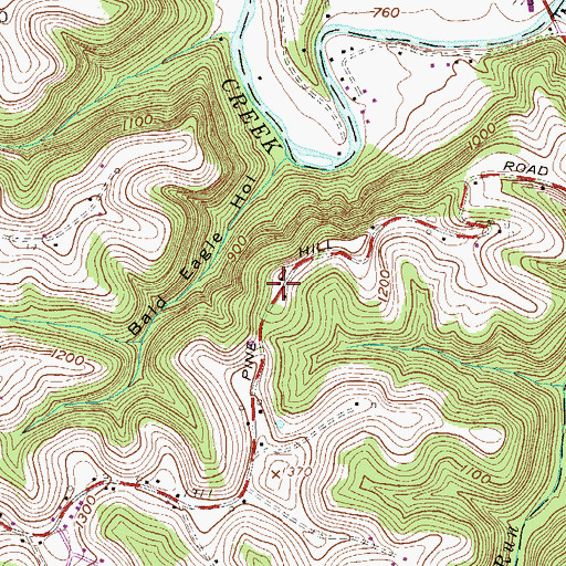 Topographic Map of Pine Hill School (historical), WV