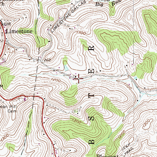 Topographic Map of Pleasant Valley Number 14 School (historical), WV