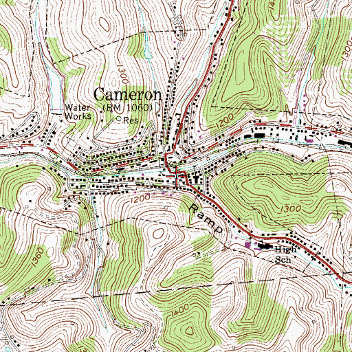 Topographic Map of First United Methodist Church, WV
