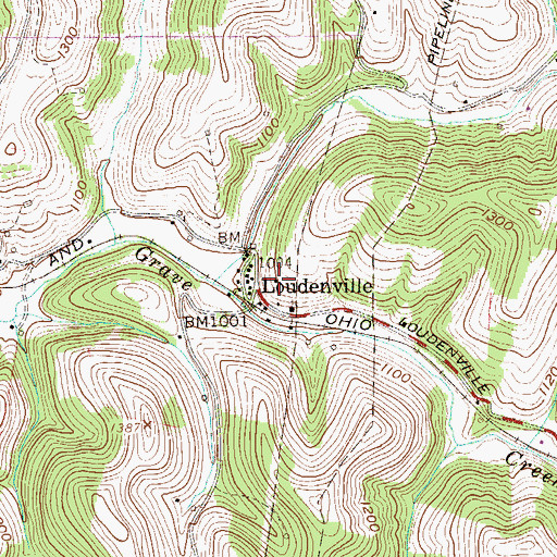 Topographic Map of Loudenville School (historical), WV