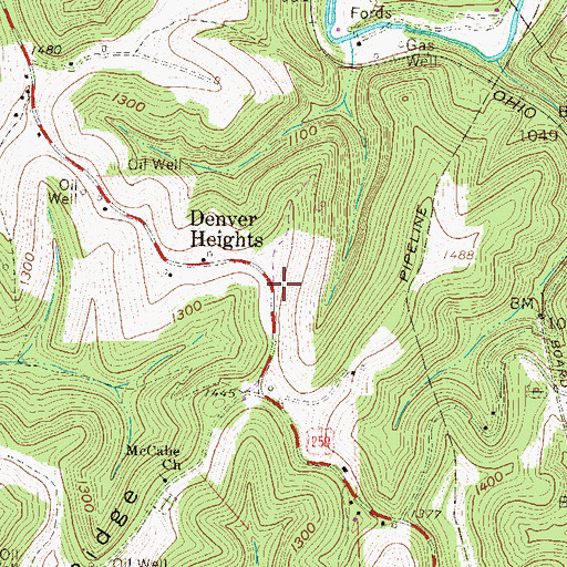 Topographic Map of Denver Heights School (historical), WV