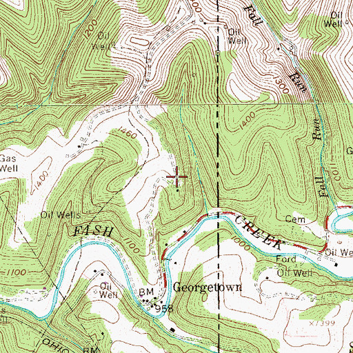 Topographic Map of Fall Run-Wild Cat Hollow School (historical), WV