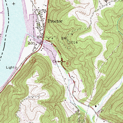 Topographic Map of Moore Cemetery, WV