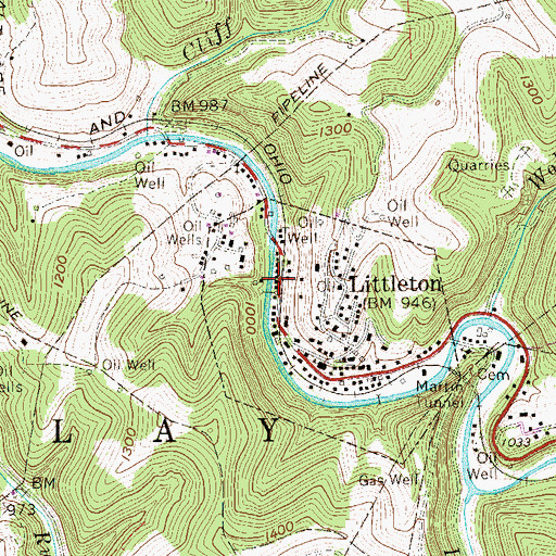 Topographic Map of Littleton Post Office, WV