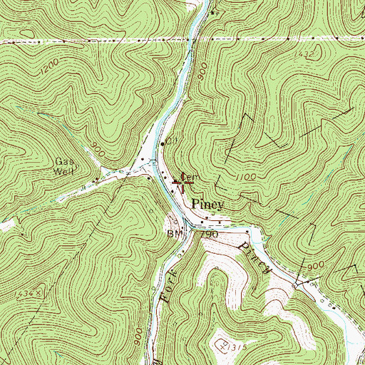 Topographic Map of Piney Cemetery, WV
