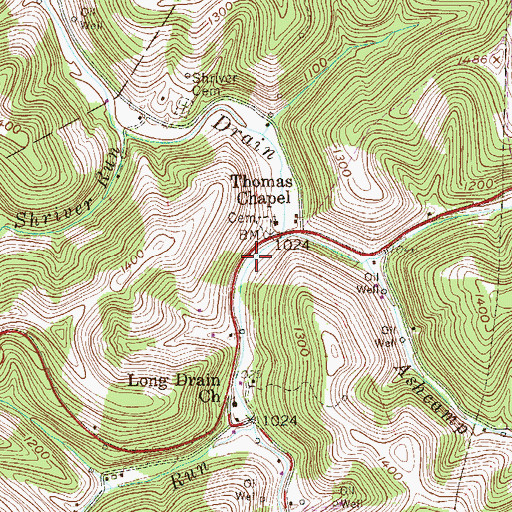 Topographic Map of Thomas School (historical), WV