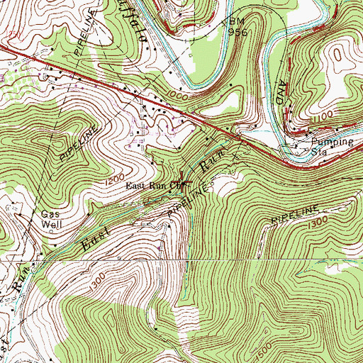 Topographic Map of East Run School (historical), WV