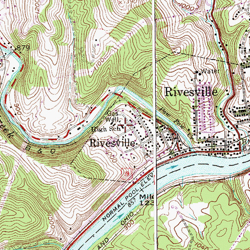 Topographic Map of Rivesville Elementary - Middle School, WV