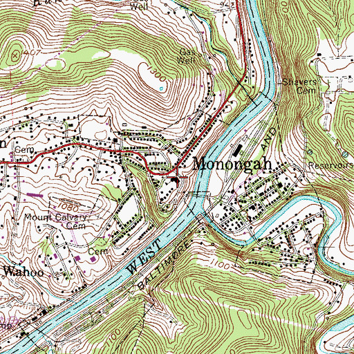 Topographic Map of Monongah Middle School, WV
