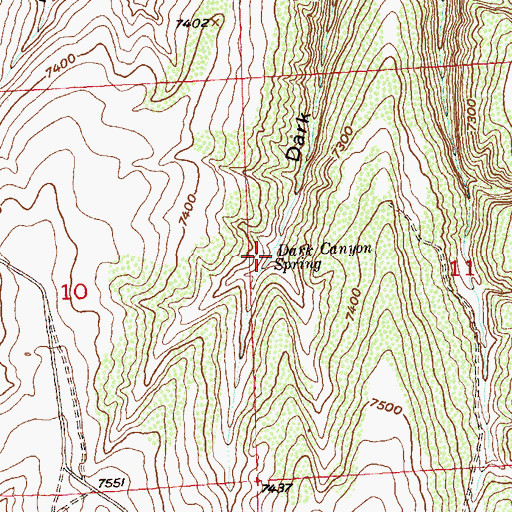 Topographic Map of Dark Canyon Spring, CO