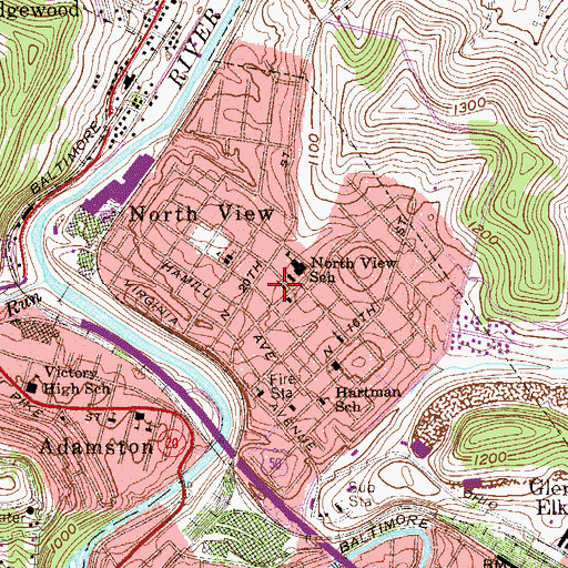 Topographic Map of North View Evangelical United Brethren Church (historical), WV