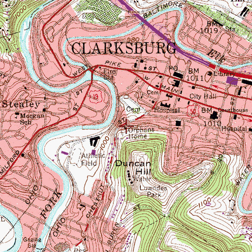 Topographic Map of Sacred Heart Childrens Home, WV