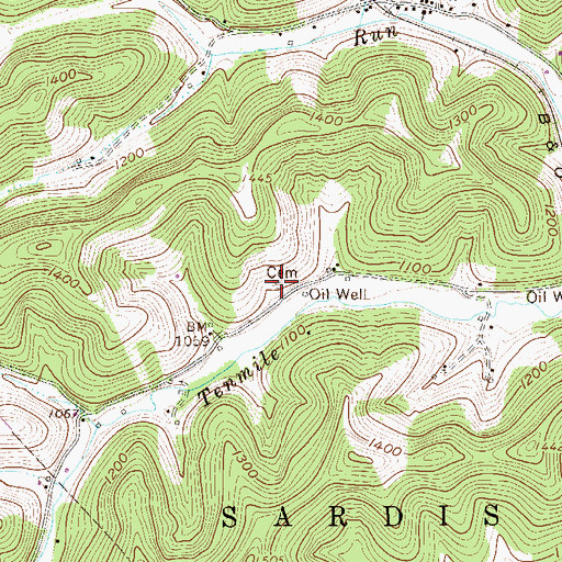 Topographic Map of Dye Cemetery, WV