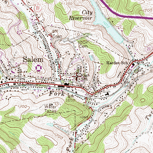 Topographic Map of Salem Middle School (historical), WV