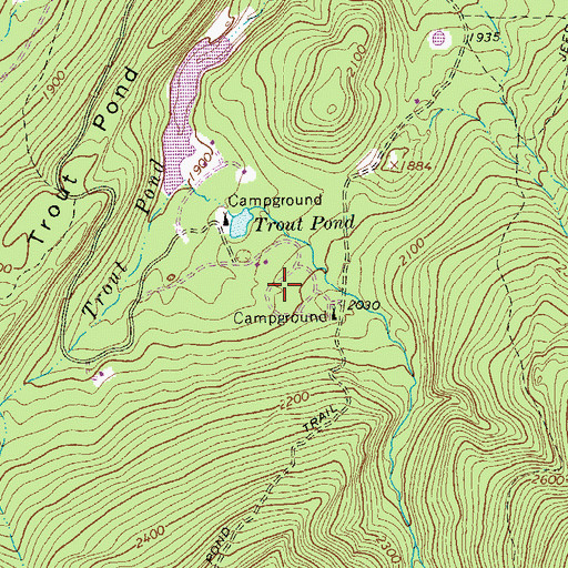 Topographic Map of Trout Pond Recreation Area, WV
