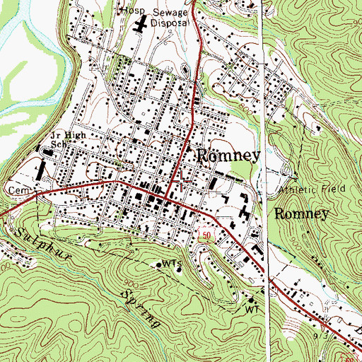Topographic Map of Hampshire County Courthouse, WV