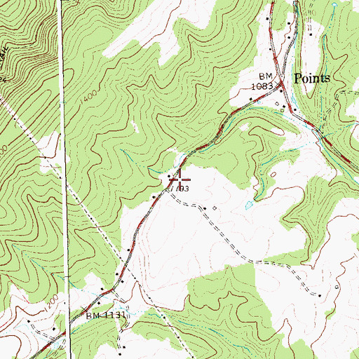 Topographic Map of Points Post Office, WV
