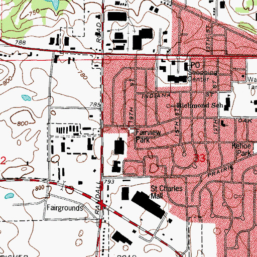 Topographic Map of Fairview Park, IL