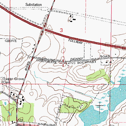 Topographic Map of Denny School (historical), IL