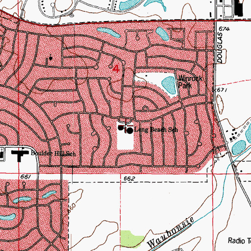 Topographic Map of Long Beach Elementary School, IL