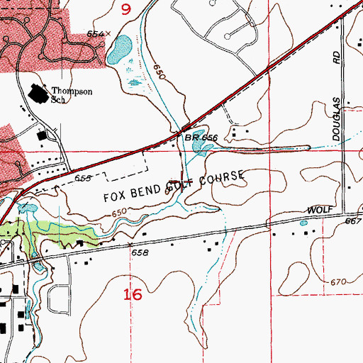 Topographic Map of Fox Bend Golf Course, IL