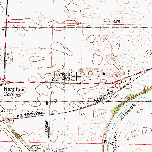 Topographic Map of Lyndon Cemetery, IL