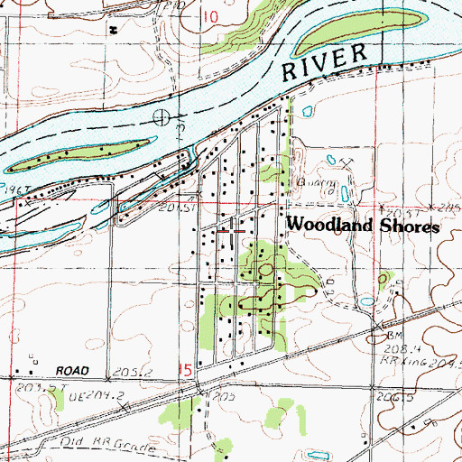 Topographic Map of Woodland Shores, IL