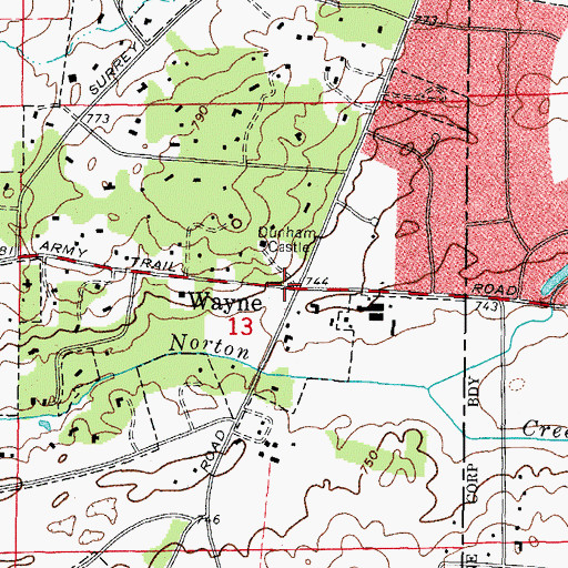 Topographic Map of Wayne, IL