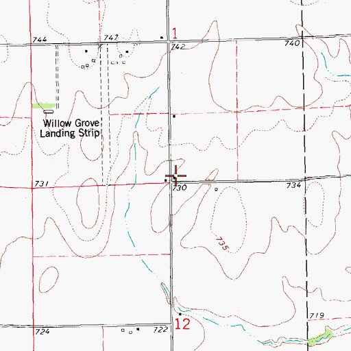 Topographic Map of Willow Grove School (historical), IL