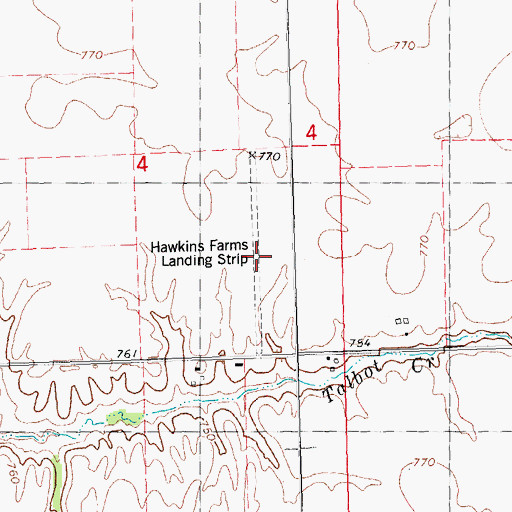 Topographic Map of Hawkins Farms Landing Strip (historical), IL