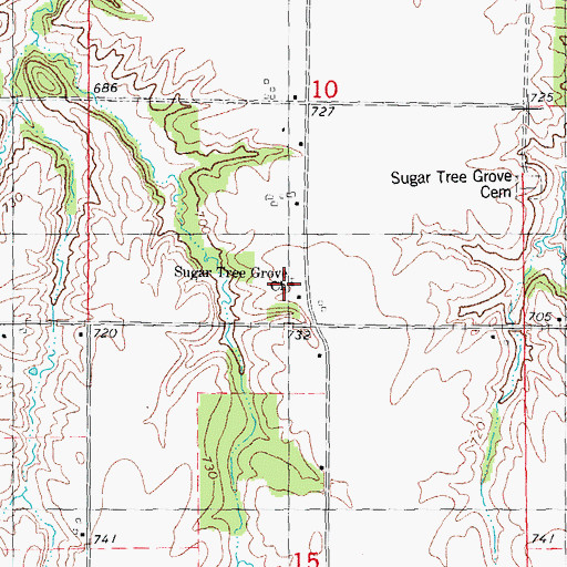 Topographic Map of Sugar Tree Grove Church, IL