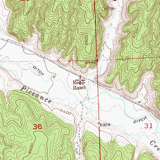 Topographic Map of Redd Ranch, CO