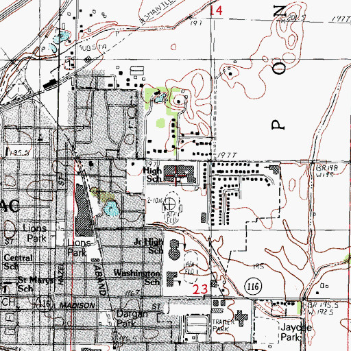Topographic Map of Pontiac High School, IL