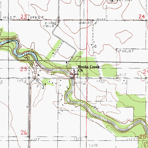 Topographic Map of Rooks Creek United Methodist Church, IL