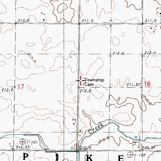 Topographic Map of Pike Cemetery, IL